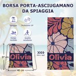 Asciugamano da spiaggia personalizzato con nome e fiore danese morbido ad asciugatura rapida telo borsa 2 in 1 festa compleanno regalo per donne
