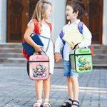 Personalized Cute Dinosaur Fantasy Unicorn Design Waterproof Insulated Lunch Bag with Name Portable Back to School Work Picnic Gift for Kids