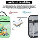 Personalized Cute Dinosaur Fantasy Unicorn Design Waterproof Insulated Lunch Bag with Name Portable Back to School Work Picnic Gift for Kids