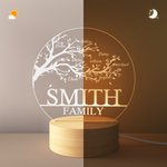 Árbol de la vida familiar personalizado Luz de noche acrílica con base de madera Decoración para el cuarto de los niños Día de la madre Regalo de cumpleaños para la familia