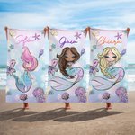 Asciugamano da spiaggia personalizzato con nome e sirena oversize asciugatura rapida essenziale per vacanze al mare regalo per bambine e ragazze