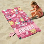 Personalisiertes Schnelltrocknendes Sommer Thema Kinder Strandtuch mit Namen Reise Zubehör Urlaub Geburtstag Geschenk für Jungen Mädchen