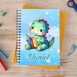 Personalized Fantasy Unicorn Dinosaur A5 Spiral Notebook with Name and 120 Pages Birthday Back to School Gift for Boys Girls