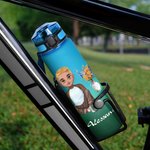 Borraccia sportiva personalizzata con nome fiori di nascita e personaggio cartone animato  indicatore del tempo regalo ideale per donne e uomini