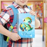 Personalized Fantasy Unicorn Dinosaur A5 Spiral Notebook with Name and 120 Pages Birthday Back to School Gift for Boys Girls