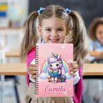 Personalized Fantasy Unicorn Dinosaur A5 Spiral Notebook with Name and 120 Pages Birthday Back to School Gift for Boys Girls