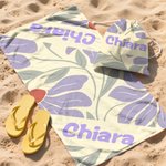 Asciugamano da spiaggia personalizzato con nome e fiore danese morbido ad asciugatura rapida telo borsa 2 in 1 festa compleanno regalo per donne