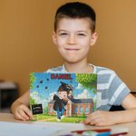 Personlig tecknad gradering pojke flicka karaktär träpussel med namn rumsinredning Kindergarten gradering födelsedagspresent för barn