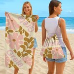 Asciugamano da spiaggia personalizzato con nome e fiore danese morbido ad asciugatura rapida telo borsa 2 in 1 festa compleanno regalo per donne