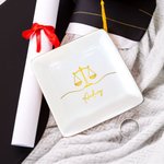 Personalized Scales of Justice Ceramic Dish Jewelry Dish with Name Birthday Graduation Gift for Lawyers Law School Graduates