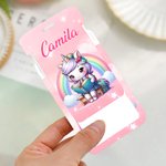 Personalisierte niedliche Dinosaurier Fantasie Einhorn Design ID Badge Card Holder mit Namen und hängende Schnalle Reisezubehör Geburtstag Geschenk für Studenten Kinder