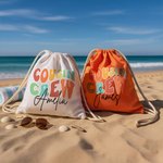 Gepersonaliseerde Cousin Crew Quick Dry 2 in 1 opvouwbare strandhanddoek All-in-One tas met naam Summer Essential Pool Party Verjaardagscadeau voor familie kinderen