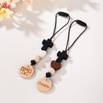 Gepersonaliseerde Silicone Cross Beech houten auto opknoping Ornament met gegraveerde tekst auto-accessoires gebed geloof cadeau voor christelijke