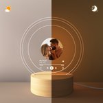 Personalized Music Album Cover Photo LED Night Light with Wooden Base Anniversary Valentine's Day Gift for Couple