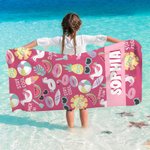 Personalisiertes Schnelltrocknendes Sommer Thema Kinder Strandtuch mit Namen Reise Zubehör Urlaub Geburtstag Geschenk für Jungen Mädchen