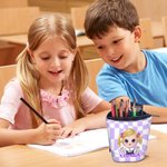 Personalized Cute Cartoon Kid Stand-Up Telescopic Pencil Bag with Name School Stationery Supplies Birthday Gift for Boys Girls