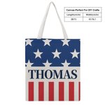 Personalized American Flag Large Canvas Tote Bag with Name Independence Day Gift For Americans