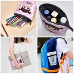 Personalized Cute Cartoon Kid Stand-Up Telescopic Pencil Bag with Name School Stationery Supplies Birthday Gift for Boys Girls