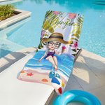 Asciugamano da spiaggia personalizzato con nome piante tropicali e personaggio asciugatura rapida oversize regalo di compleanno per donne e ragazze