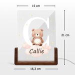 Veilleuse LED en Acrylique Personnalisée avec Initiale et Nom à Motif d'Animal Mignon Base en Bois Cadeau Anniversaire Fête pour Enfant