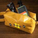 Borsa da toilette in pelle PU personalizzata con nome e tema sport impermeabile con manico essenziale per viaggio regalo per amanti di sport