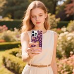 Gepersonaliseerde Cartoon Girl Flying Birth Flower Multicolor TPU telefoonhoesje voor iPhone met naam Fashion accessoires vakantie verjaardagscadeau voor vrouwen