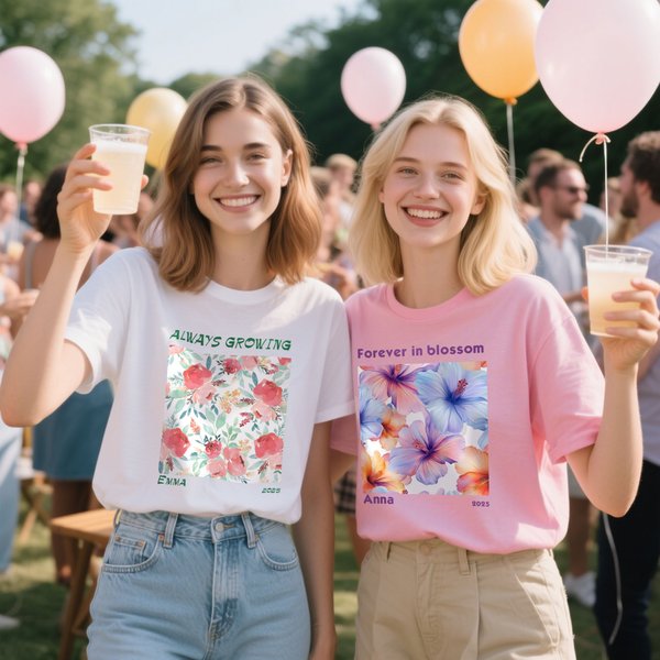Personlig Multicolor Blooming Flowers Design Soft T-shirt Sweatshirt med namn och text Födelsedag Tillbaka till skolan Bridal Shower Present för kvinnor