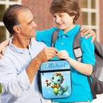 Personalized Cute Dinosaur Fantasy Unicorn Design Waterproof Insulated Lunch Bag with Name Portable Back to School Work Picnic Gift for Kids