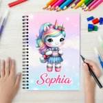 Personalized Fantasy Unicorn Dinosaur A5 Spiral Notebook with Name and 120 Pages Birthday Back to School Gift for Boys Girls