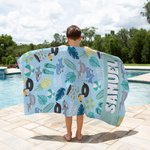 Personalisiertes Schnelltrocknendes Sommer Thema Kinder Strandtuch mit Namen Reise Zubehör Urlaub Geburtstag Geschenk für Jungen Mädchen