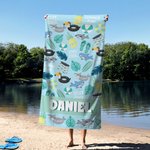 Personalisiertes Schnelltrocknendes Sommer Thema Kinder Strandtuch mit Namen Reise Zubehör Urlaub Geburtstag Geschenk für Jungen Mädchen