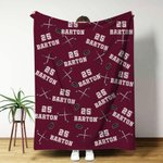 Personnalisé Multicolore Bâton de Hockey sur Glace Couverture Douce avec Nom et Numéro Décoration Maison Anniversaire Cadeau pour les Joueurs de Hockey Fans