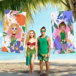 Asciugamano da spiaggia personalizzato con nome e personaggio telo borsa 2 in 1 motivo floreale asciugatura rapida oversize viaggio regalo per donne