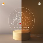 Lámpara de noche LED acrílica personalizada con base de madera y texto Decoración del hogar Cumpleaños Día de la Madre Día del Padre Regalo para mamá Papá Familia