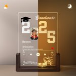 Personalised 2025 Graduation Photo Music Player Adjustable LED Night Light with Wooden Base Home Decor Graduation Gift for Graduates Schoolmates
