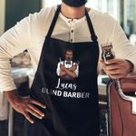 Personalised Cartoon Barber Character Adjustable Apron with Name and Pocket Birthday Barber Shop Opening Gift for Barber
