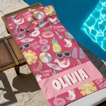 Personalisiertes Schnelltrocknendes Sommer Thema Kinder Strandtuch mit Namen Reise Zubehör Urlaub Geburtstag Geschenk für Jungen Mädchen