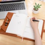 Personalized 3D Cartoon Character Birth Flower A5 PU Leather Notebook Cover with Name and Storage Pocket Birthday Travel Essentials Gift for Women