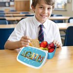 Personifierad söt dinosaurie fantasi-enhörning lunchlåda med namn skolstart födelsedagspresent för flickor pojkar