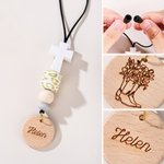 Gepersonaliseerde Silicone Cross Beech houten auto opknoping Ornament met gegraveerde tekst auto-accessoires gebed geloof cadeau voor christelijke