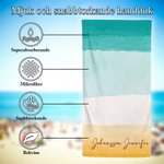 Personlig färgglad gradient överdimensionerad snabbtorkande strandhandduk med namn sommarsemester resa viktig present till familj vänner