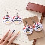 Personalise Apples Pencils Crayons Staplers Acrylic Dangle Earrings with Name Teacher's Day Birthday Gift for Teacher