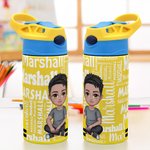 Personalised Cartoon Character Word Cloud Name 12 oz Kid Insulated Water Bottle with Handle and Silicone Straw Back to School Gift for Kids