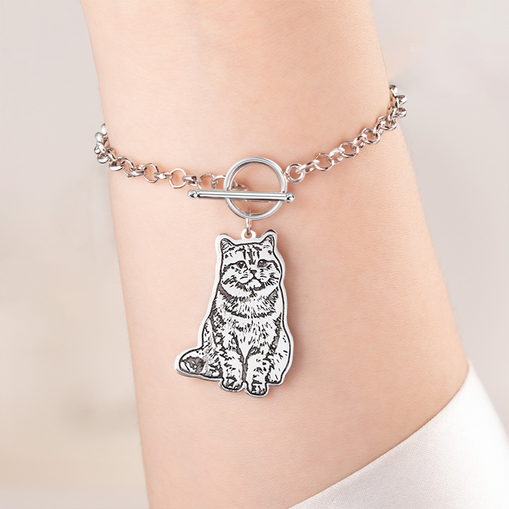 Bracelet Personnalisé avec Photo et Nom de Chien ou Chat Cadeau Anniversaire ou Souvenir pour Amoureux des Animaux