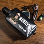 Trousse de toilette personnalisée en cuir PU avec nom et texte Accessoires de voyage Cadeau d'anniversaire pour homme papa