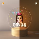 Fantasía personalizada Estrellas Colorín Dibujos Animados Niña Niño LED Luz de Noche con Base de Madera y Nombre Cumpleaños Decoración de Habitación Regalo para Niños