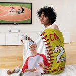 Personalised Baseball Christmas Tree Light Photo Soft Hooded Blanket with Name and Text Baseball Season Christmas Birthday Gift for Baseball Lovers