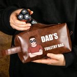 Trousse de toilette personnalisée en cuir PU avec nom et texte Accessoires de voyage Cadeau d'anniversaire pour homme papa