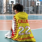 Personalised Baseball Christmas Tree Light Photo Soft Hooded Blanket with Name and Text Baseball Season Christmas Birthday Gift for Baseball Lovers