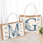 Personalized Butterfly Floral Initial Large Jute Tote Bag with Name Travel Accessories Wedding Party Birthday Gift for Women Bridesmaids